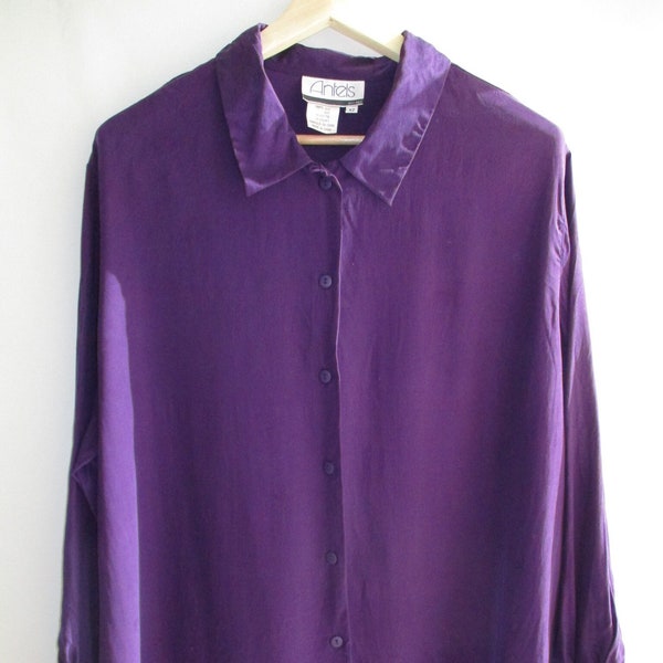 Purple Silk Shirt Plus Size