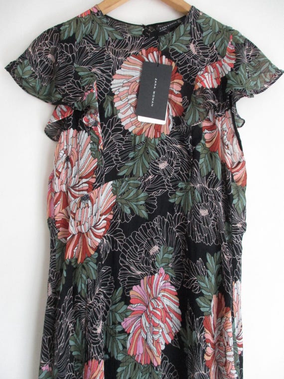 Zara Silk Blend Floral Maxi Dress Size L - Etsy