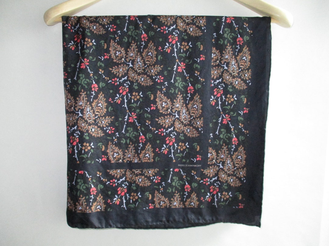 Rebecca Minkoff Black Floral Silk Scarf - Etsy display picture 1