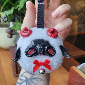Cute polymer clay plush bag charm ram Widder Schaf plush art
