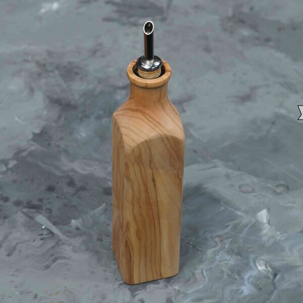 Rustic Olive Wood Can, Olive Oil Dispenser, Cool Olive Bottle, Wooden Oil Can, Oil Diffuser Bottle, Wood Kitchenware