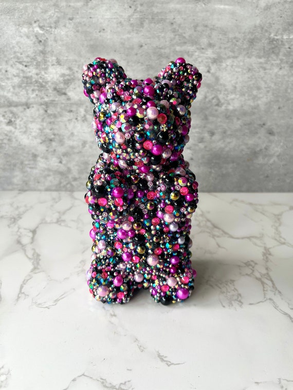 XL Rhinestone Gummy Bear Sculpture – Multicolor Pop Art Decor