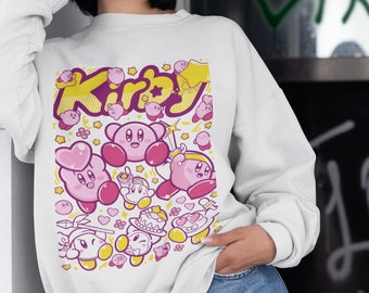 Kirby Face Sweatshirt Classic Retro Gaming Premium Unisex T-shirt Fire Style Sweatshirt