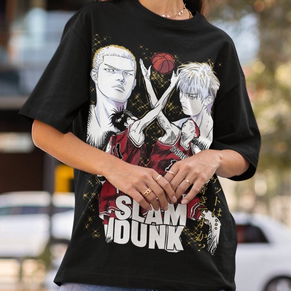 Sport 90s Anime Lovers, Basketball Otaku Ropa,Slam Dunk t-shirt Art Team Basketball Slam Dunk Anime Sport Manga Shirt All Size