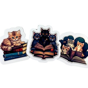 Vinyl Book Stickers Glossy Finish, Cat Lover Gift, Laptops Decals, Scrapbooking, Planner Accessories, Bullet Journal, Waterproof