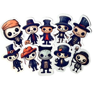 10 Pack Vinyl Skeleton Halloween Planner Stickers, Autumn Themes, Fall Crafts, Planner, Glossy Finish, Laptops, Scrapbooking, Waterproof