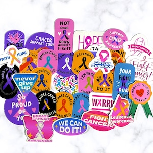 33 Pack Vinyl Cancer Prevention Stickers, Glossy Matte Finish, Laptops, Scrapbooking, Planner Accessories, Waterproof
