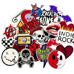 24-pack vinyl rockmuziekstickers, willekeurig pakket, matte afwerking, laptops, scrapbooking, planner, telefoonhoes, skateboard, auto, waterdicht