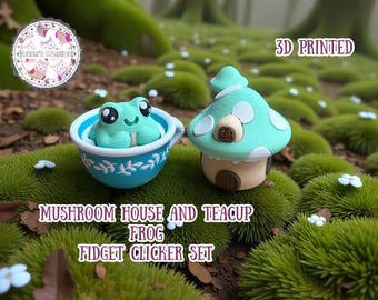 Mushroom & Teacup Frog Clicker Fidget Set