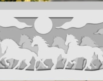 Running Horses 3D Shadow Box SVG Graphic, Lightbox Template, Shadow Box, Paper Cut Shadow Box,Shadowbox,Cricut,Silhouette files,Digital File