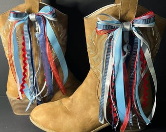 Tennessee Titans Inspired & Customized Nashville Game Day Concert Boot Bows with Decorative Beads