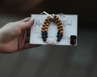 Mama & Mini Bracelet Set ~ Black Onyx ~ White Jade ~ Amethyst ~ Rose Quartz ~ Aquamarine ~ Mother ~ Daughter ~ Love ~ Heart
