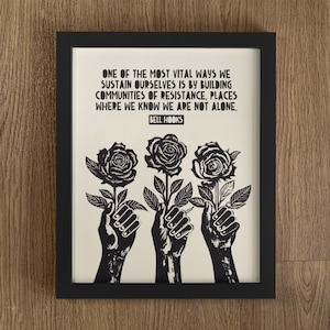 Communities Of Resistance, Bell Hooks Quote, Lino Style Illustration, Black Leaders, Authors, Famous African-American Scholars