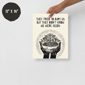 They Tried to Bury Us. Block Style Print, Lino Style Illustration, Art
