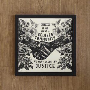 Beloved Community, Bell Hooks Quote, Lino Style Illustration, Social Justice, Black Leaders, Black Authors, Famous African American Scholars