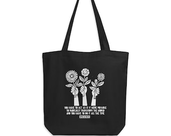 Angela Davis Bag, Radically Transform The World, Organic Black Bag, BLM Gift, BLM Bag, Social Justice Quote, Social Justice Bag