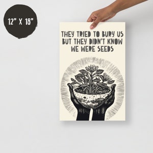 They Tried to Bury Us. Block Style Print, Lino Style Illustration, Art