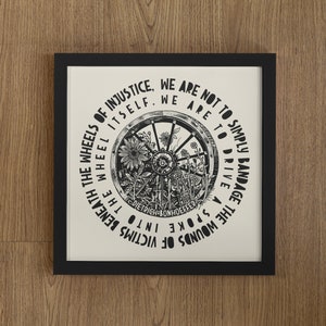 Wheels Of Injustice, Dietrich Bonhoeffer Quote, Dietrich Bonhoeffer Print, Lino Style Print, Powerful Quote, Activism, Social Justice Quote