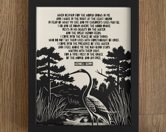 Wendell Berry The Peace of Wild Things, Wendell Berry Poem Print, Wendell Berry Print, Poetry Print, Wildlife Lover Gift, Nature Lover Gift