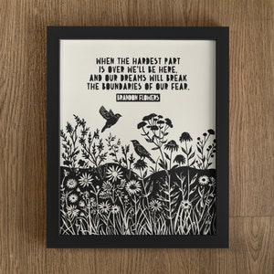 Dreams Will Break The Boundaries Of Our Fear, Lyric Print, Music Lyrics Art, Relationship Gift, Music Lyrics Print, Inspiration, Couple Gift