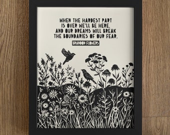 Dreams Will Break The Boundaries Of Our Fear, Lyric Print, Music Lyrics Art, Relationship Gift, Music Lyrics Print, Inspiration, Couple Gift