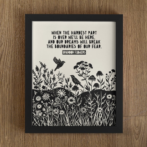 Dromen zullen de grenzen van onze angst doorbreken, songtekstdruk, muziekteksten kunst, relatiegeschenk, muziekteksten afdrukken, inspiratie, cadeau paar