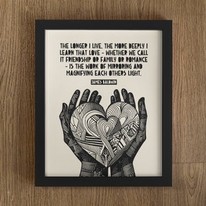 James Baldwin Art, Partner Gift, Gift Idea, Gift For Him, Gift For Her, Friend Gift, Friendship Gift, Thank You Gift, James Baldwin Quote