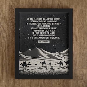Lámina de El Alquimista, Frases de Paulo Coelho, Póster de El Alquimista, Póster del libro El Alquimista, Impresión estilo Lino, Viaje Cósmico