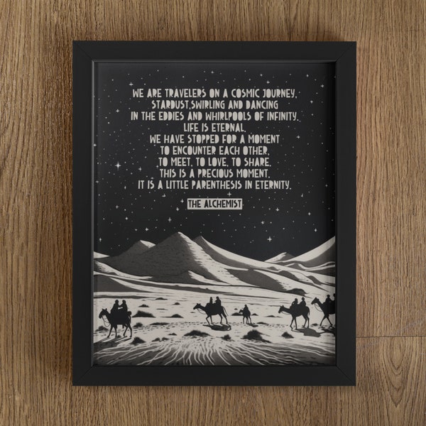 De alchemist-print, citaten van Paulo Coelho, de alchemist-poster, de alchemist-boekposter, lino-stijl print, kosmische reis