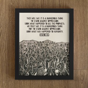 Jaiya John Quote, Stand Against Oppression, Jaiya John Print, Oppression Quote, Freedom Quote, Lino Style Illustration, Activist Quote