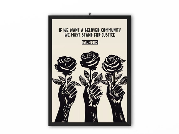 Beloved Community, Bell Hooks Quote, Lino Style Illustration