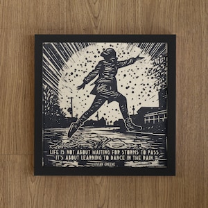 Waiting For Storms To Pass, Lino Style Illustration Print, Mindset Quote, Hardship, Activism Art, BLM Art, Social Justice Art, Vivian Greene