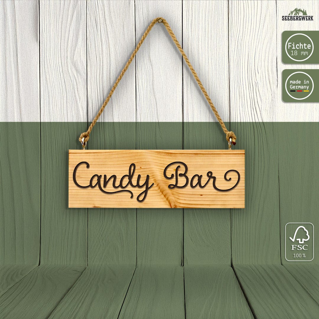 Candy Bar Sign Made of Solid Wood for Hanging in Vintage Style ...