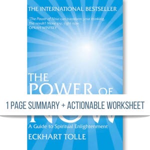 The Power of Now Book Summary & Action Worksheet | Eckhart Tolle PDF | Mindfulness, Presence, Personal Growth Printable