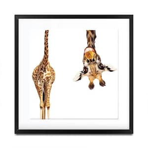 Happy Upside Down Giraffe Square Framed Art Print (Sergey Novikov / Shutterstock)