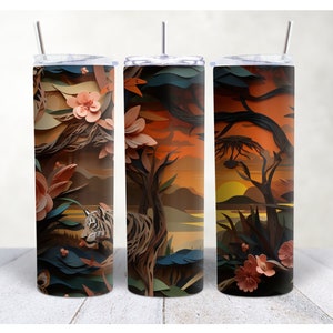 Awesome 3d African sunset Tumbler Wrap Tumbler Design 20oz Small Tumbler Wraps