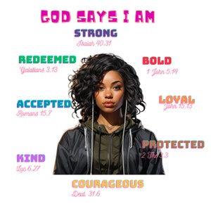 God says i am afro woman girl png sublimation design download,afro woman png,afro american girl png,Christian afro png, sublimate download