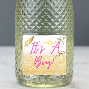 Personalised Prosecco Champagne Wine Label SVG, PNG. It&#39;s a Boy Digital Pregnancy Announcement. Print,  and directly stick to the bottle