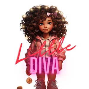 Cute Little diva afro girl png sublimation design download, afro girl png, afro american girl png, cute afro png, sublimate designs download