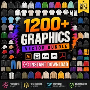 1200+ Clothing Mockup Bundle | Editable Streetwear Vector Templates for Illustrator & Procreate