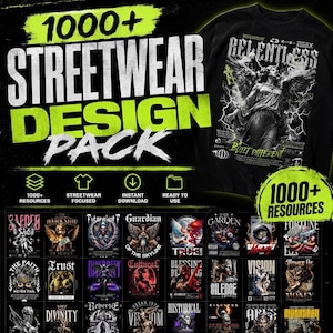 1000+ Streetwear PNG Designs Bundle | Vintage T-Shirt Design Pack | Urban Typography Graphics | Commercial Use | Instant Download
