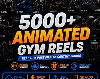 Pacchetto di oltre 5.000 video di fitness / Video animati per la palestra, perfetti per TikTok, Instagram e YouTube.