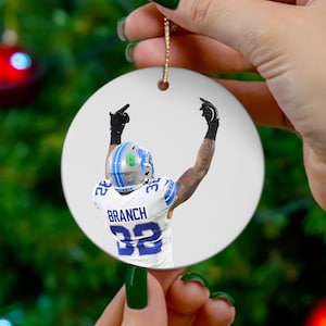 Brian Branch Middle Finger Ornament - High-Quality Vintage-Inspired Design, Perfect Gift for Lions Fans, Detroit Football