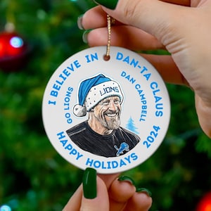 Dan Campbell Detroit Lions Christmas Ornament - Head Coach Grit Art for Tree Decoration - Michigan Football Gift for Detroit Fans
