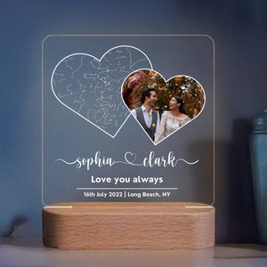Personalisierbare Herz Foto & Sternenkarte Nachtlampe - LED Lampe für Paare - Perfektes Hochzeits- oder Jubiläumsgeschenk