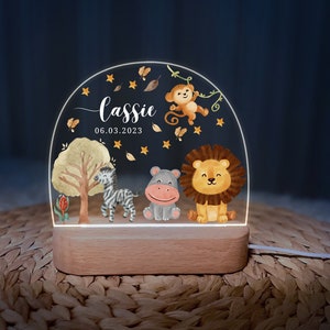 Wooden Animals Personalized Baby and Kids  Name Nightlight as Birthday Gift | Customized Nightlight for Kids Birthday baby night light