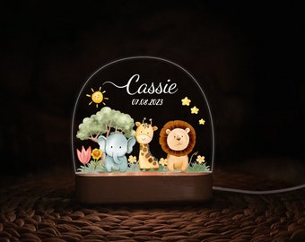 Personalized name night light for Kids | Customized Gift for Baby or Kids Birthday| baby night light  - Safari Personalized Name Nightlight