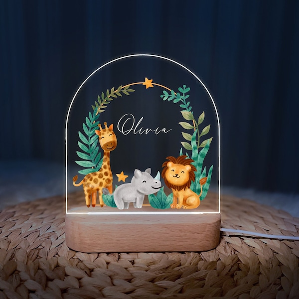Personalized name night light for Kids | Customized Gift for Baby | baby night light  | Safari Animals Baby Name Nightlight