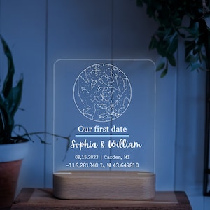 Personalisiertes erstes Date Sternenkarte Nachtlicht - individuelles Sternbild Geschenk für Freund / Freundin - Einzigartiges romantisches Andenken