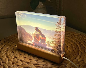 Personalized Anniversary Gift Photo Block | Personalized Photo Night Light | Customized Photo Gift | Anniversary Photo Block | Gift for Him